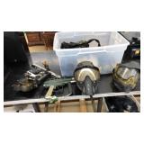 TOTE OF PAINTBALL GUNS AND MASKS