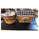 2 LONGABERGER BASKETS WITH CLOTH INSERTS