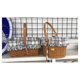 2 LONGABERGER BASKETS WITH PLAID INSERTS