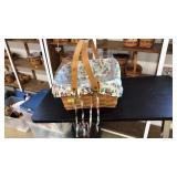 LONGABERGER BASKET WITH FLORAL & PLASTIC INSERT