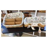 2 LONGABERGER BASKETS W/FLORAL INSERTS