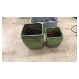 (2) CERAMIC SQUARE PLANTERS