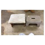 PLASTIC STEP STOOL & UPHOLSTERED STEP STOOL
