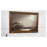 VNTG.FRAMED COASTAL OIL ON CANVAS BY PHILIP SANDEE
