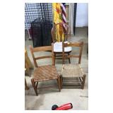 3 WOOD DINING CHAIRS: CANE SEAT, WICKER SEAT, WOOD