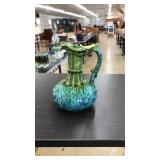 MAJOLICA-STYLE POTTERY PITCHER, STAMPED "BB"
