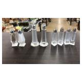 8 GLASS SALT AND PEPPER SHAKERS