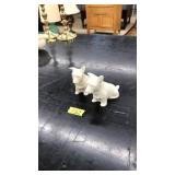 PAIR OF BELLEEK IRISH DOG FIGURINES