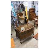 ANTQ. PRINCESS DRESSER W/ WISHBONE MIRROR