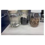 3 MASON JARS WITH HARDWARE