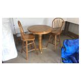 OAK BAR TABLE WITH 2 SWIVEL CHAIRS