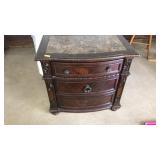INLAID MARBLE TOP NIGHTSTAND