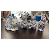 (4) ANDREA SADEK HAND PAINTED RABBIT FIGURINES