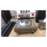 WICKER PATIO COFFEE TABLE AND SIDE TABLE