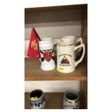 4 MARINE BEER STEINS