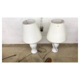 PAIR OF VNTG. WHITE CERAMIC TABLE LAMPS