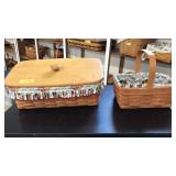 2 LONGABERGER BASKETS W/INSERTS AND 1 LID