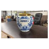 VNTG. DELFT BLUE HANDPAINTED TABACOO JAR W/LID