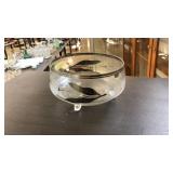 VNTG. FOOTED FROSTED ROSE COMPOTE BOWL