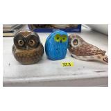 3 OWL FIGURINES
