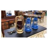 (2) DIETZ RAILROAD LANTERNS & (1) LANTERN LAMP