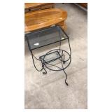 PLANT STAND AND GLASS/METAL COFFEE TABLE