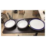 STONEWARE LARGE PLATE & 2 BOWLS