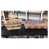 2 LONGABERGER BASKETS WITH RED/BLUE DETAIL