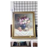 FLORAL STILL LIFE PRINT SIGNED COOPER