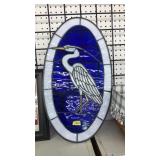 TIFFANY-STYLE STAINED GLASS CRANE
