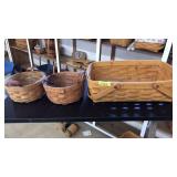 2 ROUND LONGABERGER BASKETS & 1 LONG
