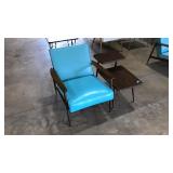 MID CENTURY MODERN TURQUOISE CHAIR & TIER TABLE