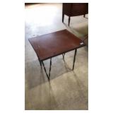 MID CENTURY WROUGHT IRON & WOOD SIDE TABLE