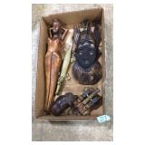 LOT OF ASST. CARVED WOOD DECOR & BRASS ALLIGATOR