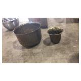 (2) BRASS PLANTERS
