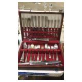 ASST. SILVERPLATE UTENSILS IN STORAGE CHEST