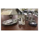 LOT OF ASST. SILVERPLATE: SALT/PEPPER, TRAY, BELLS
