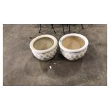 PAIR OF CREAM COLORED PLANTERS