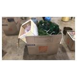 CHRISTMAS DECOR: GARLAND, RED ORNAMENTS, ETC
