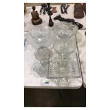 LOT OF CUT GLASS SERVING WARE AND MISC