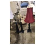 3 BLACK TABLE LAMPS: PAIR AND 1 DECORATIVE