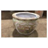 ORNATE PORCELAIN FISHBOWL PLANTER