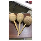 3 CARVED MARACCAS 'HAITI'