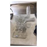 LOT OF ASST. CUT GLASS: PLATE, TRAY, VASE, ETC