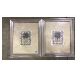 PAIR OF DEOCORATIVE FRAMED PALM TREE PRINTS