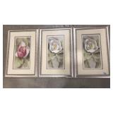 3 PC FRAMED FLORAL WALL ART