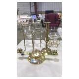 COLLECTION OF BRASS CANDLE HOLDERS/VOTIVES