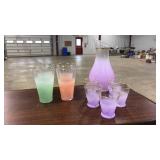 VNTG. MID CENTURY MODERN FROSTED GLASS SET