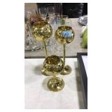 (3) BRASS CANDLE VOTIVES, MADE IN INDIA