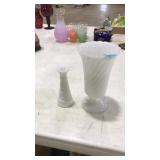 MILK GLASS VASE AND BUD VASE
